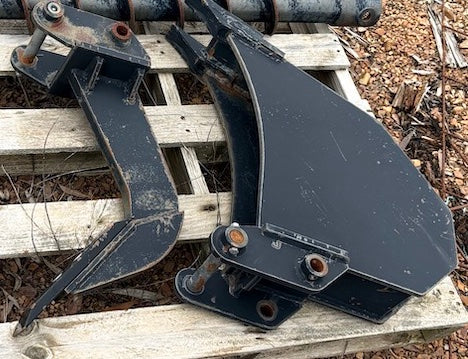 Emu 3-point linkage backhoe with buckets and ripper